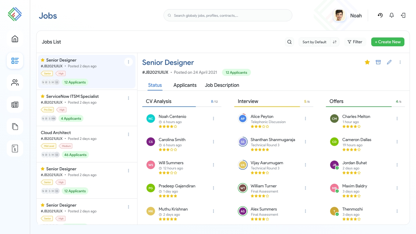 Flexcub job list dashboard